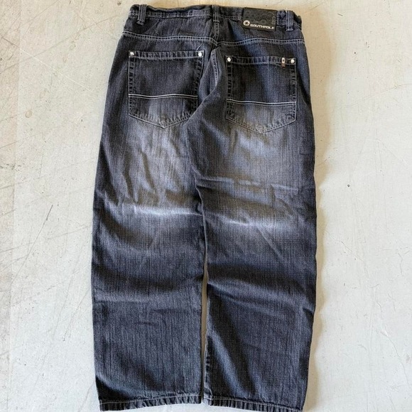 2000s Baggy Black Wash Southpole Denim Jeans38x30